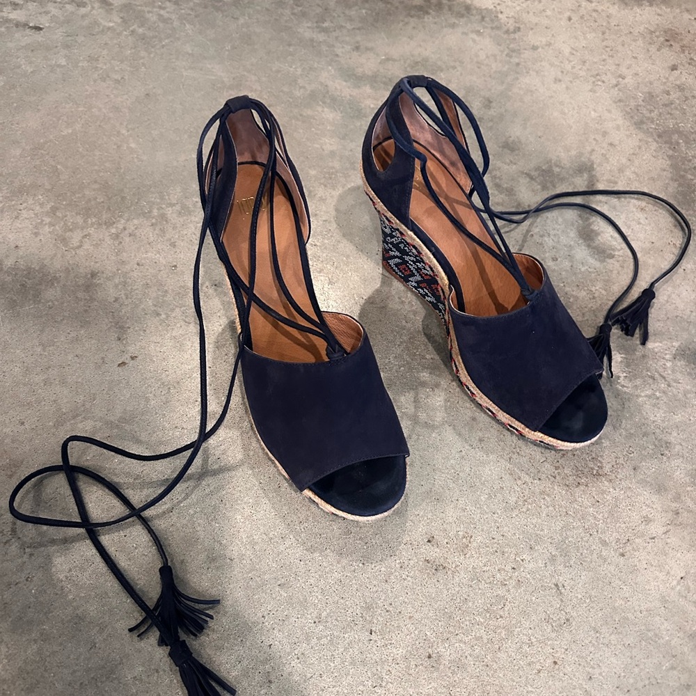 CAbi Navy Lace-Up Espadrilles